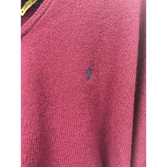 Vtg Polo Ralph Lauren Lambswool V-Neck Sweater Mens Size XL Maroon - Picture 3 of 14